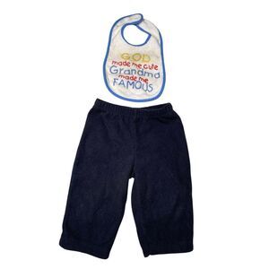 Carters Baby Fleece Pants Bib Set Grandma Made Me Famous Cute 6 Months Outfit